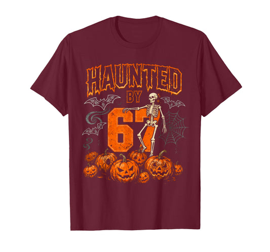 Halloween Skeleton Haunted by 67 Funny Halloween Six Seven T-Shirt