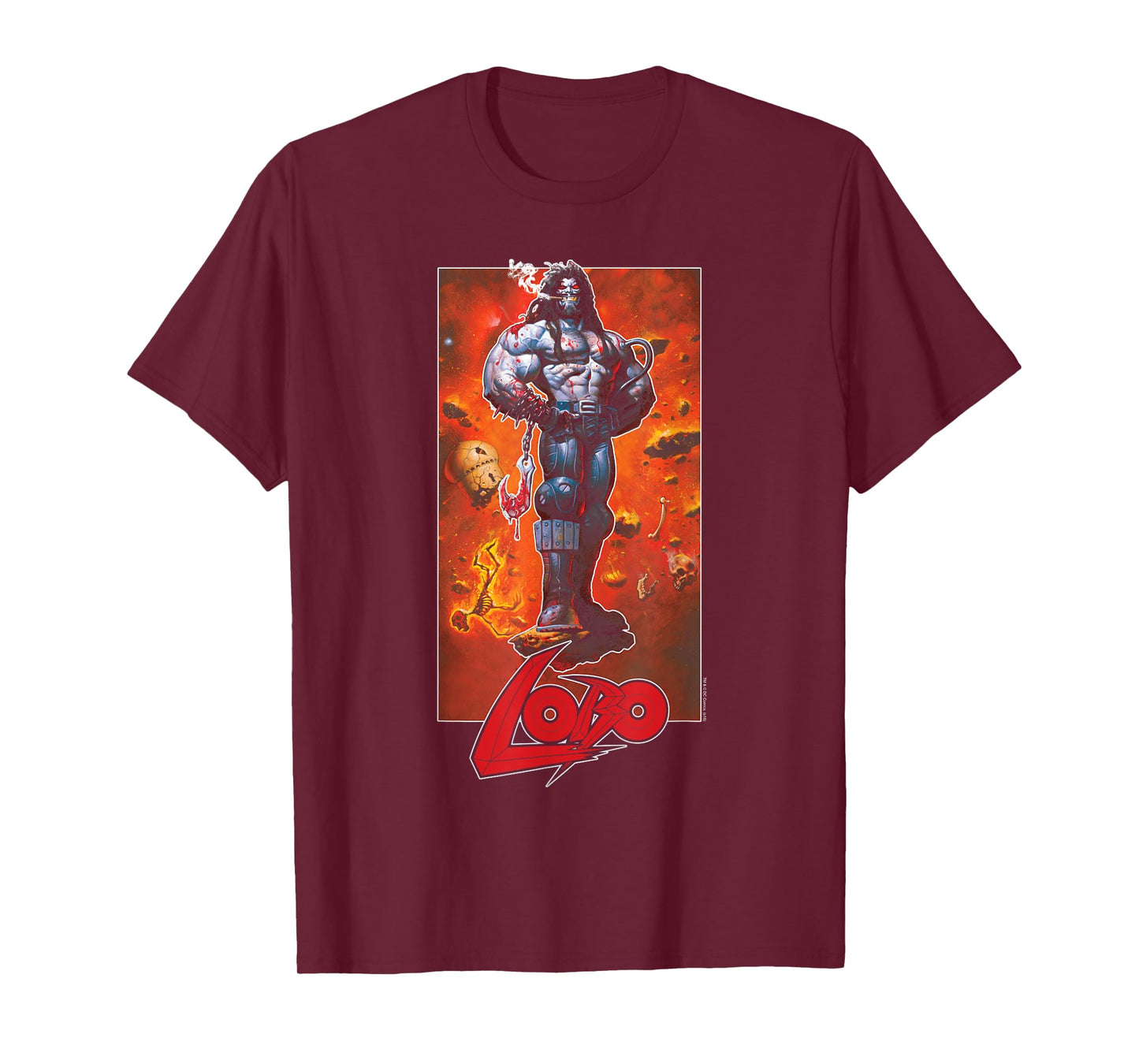 DC Comics Lobo Pose Unisex Adult Black Cartoon T-Shirt