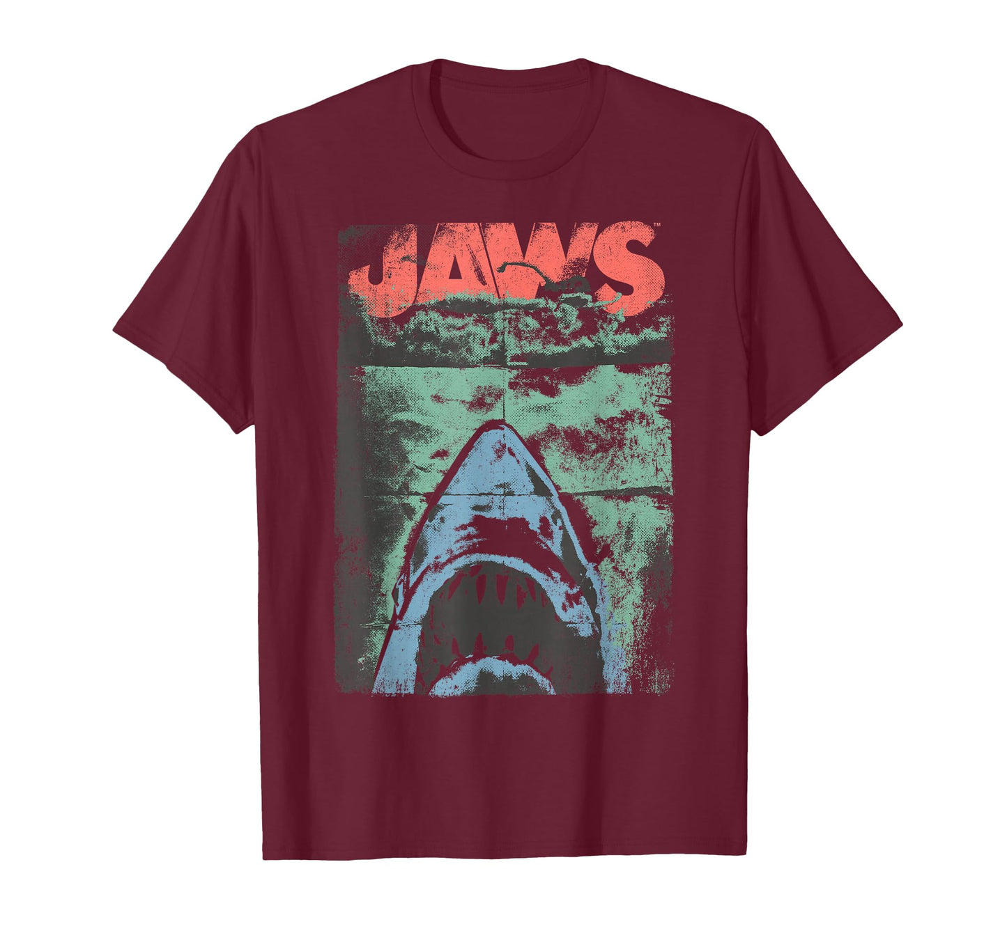 Jaws Distressed Retro Movie Poster Graphic T-Shirt T-Shirt