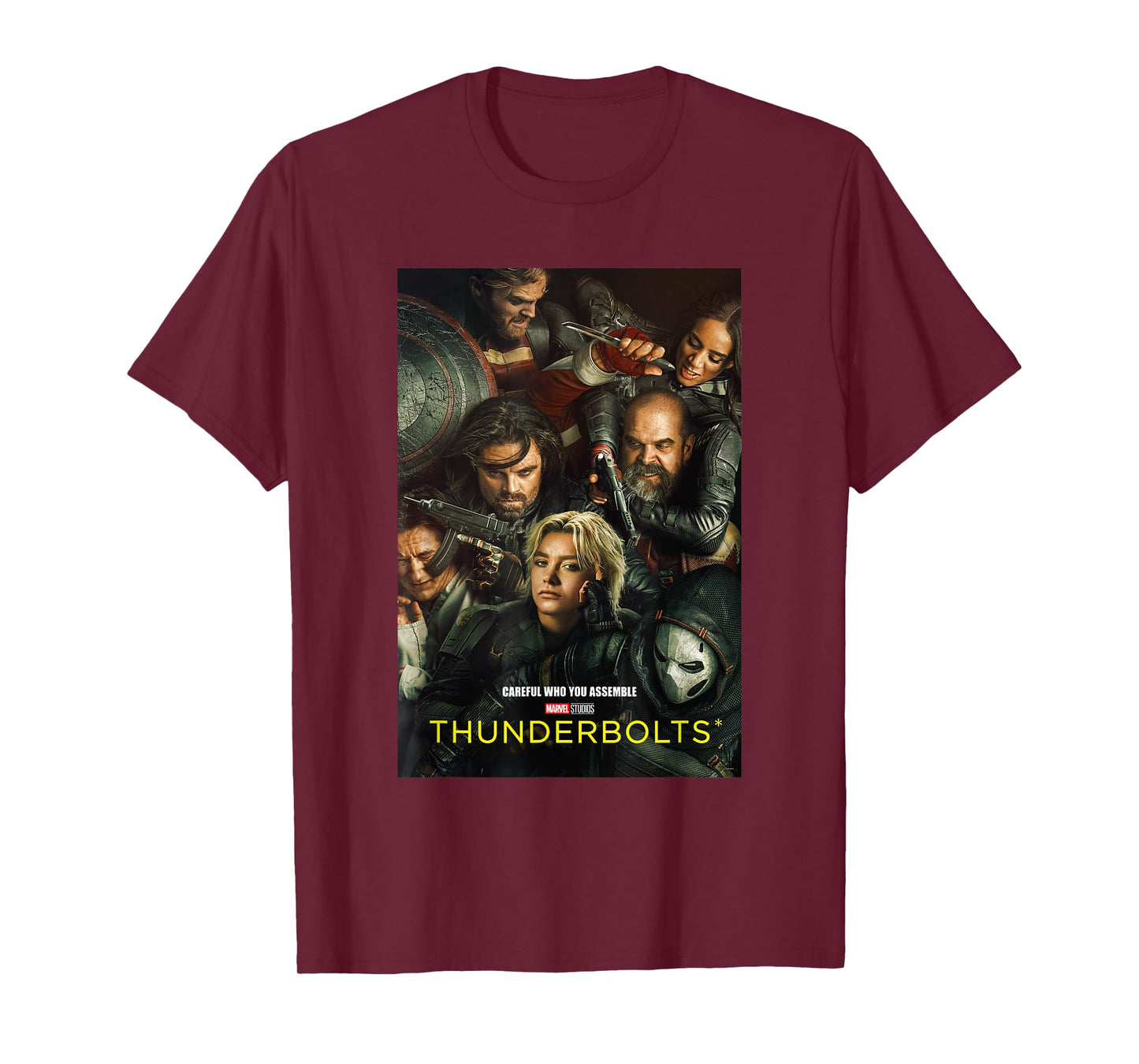 Marvel Thunderbolts Careful Who You Assemble Team Poster T-Shirt