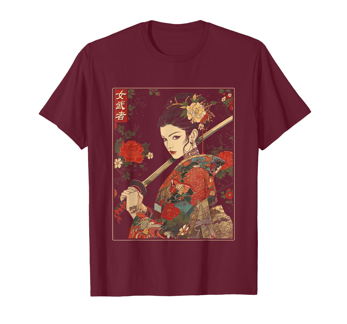 Japanese Gothic Samurai Art Woman With Katana Sword T-Shirt