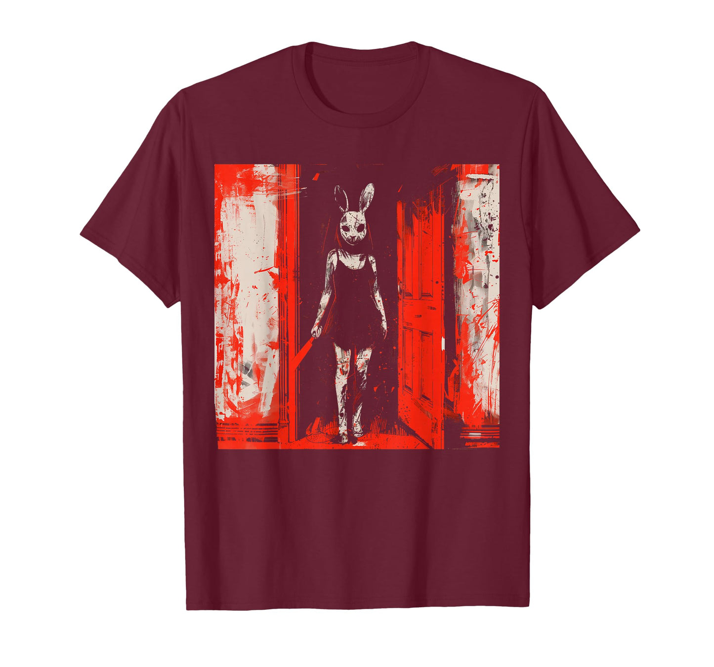 Horror Evil Bunny Slasher Girl Red Anime Goth Creepy Rabbit T-Shirt