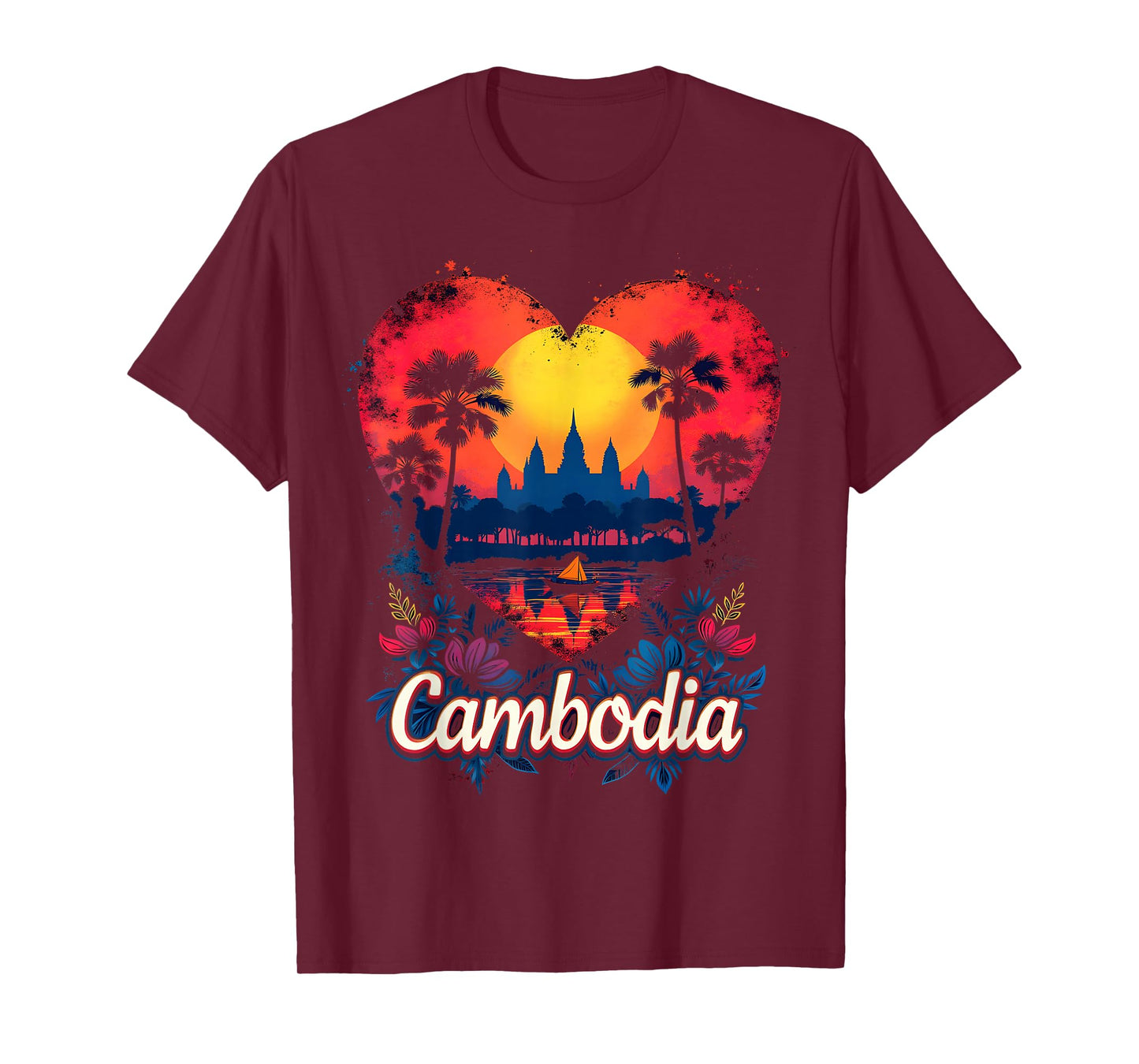 Cambodia Flag Heart T-Shirt