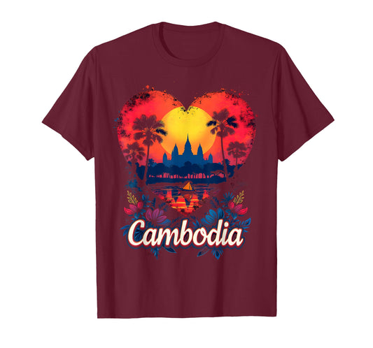 Cambodia Flag Heart T-Shirt