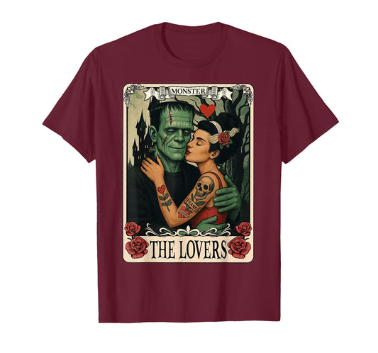 The Monster Frankenstein And Bride The Lovers Tarot Card T-Shirt