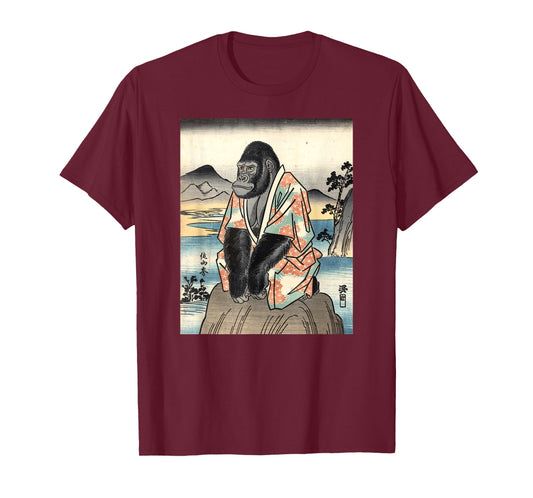 Japanese Art Gorilla Kyosai Vintage Japan Artwork T-Shirt
