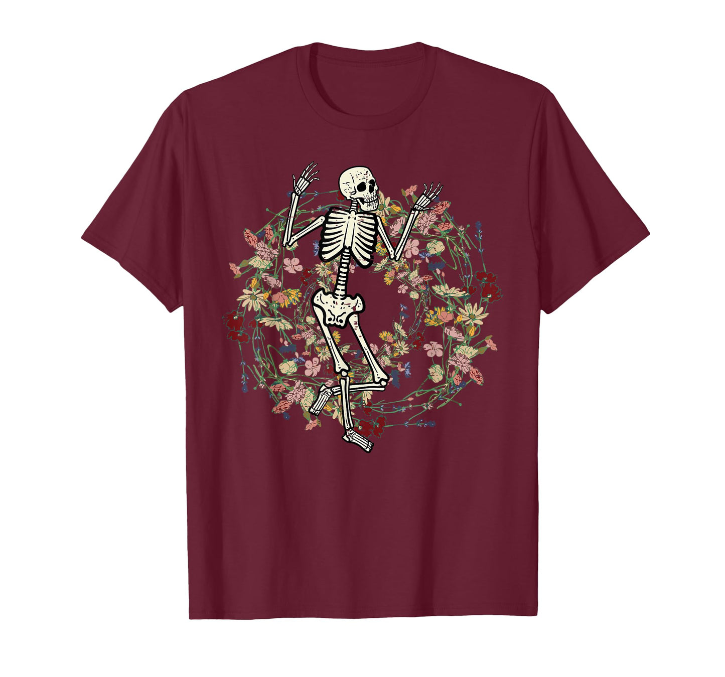 Floral Skeleton Funny Goth Halloween Costume Men Women Kids T-Shirt