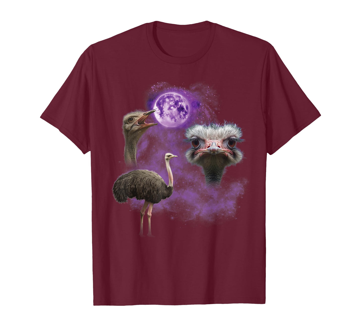 Funny Ostrich Shirt - Ostriches Howling at the Moon T-Shirt