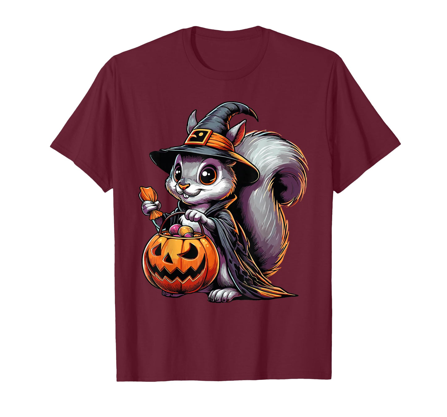 Squirrel Witch Scary Halloween Ghost Spooky Pumpkin Candy T-Shirt