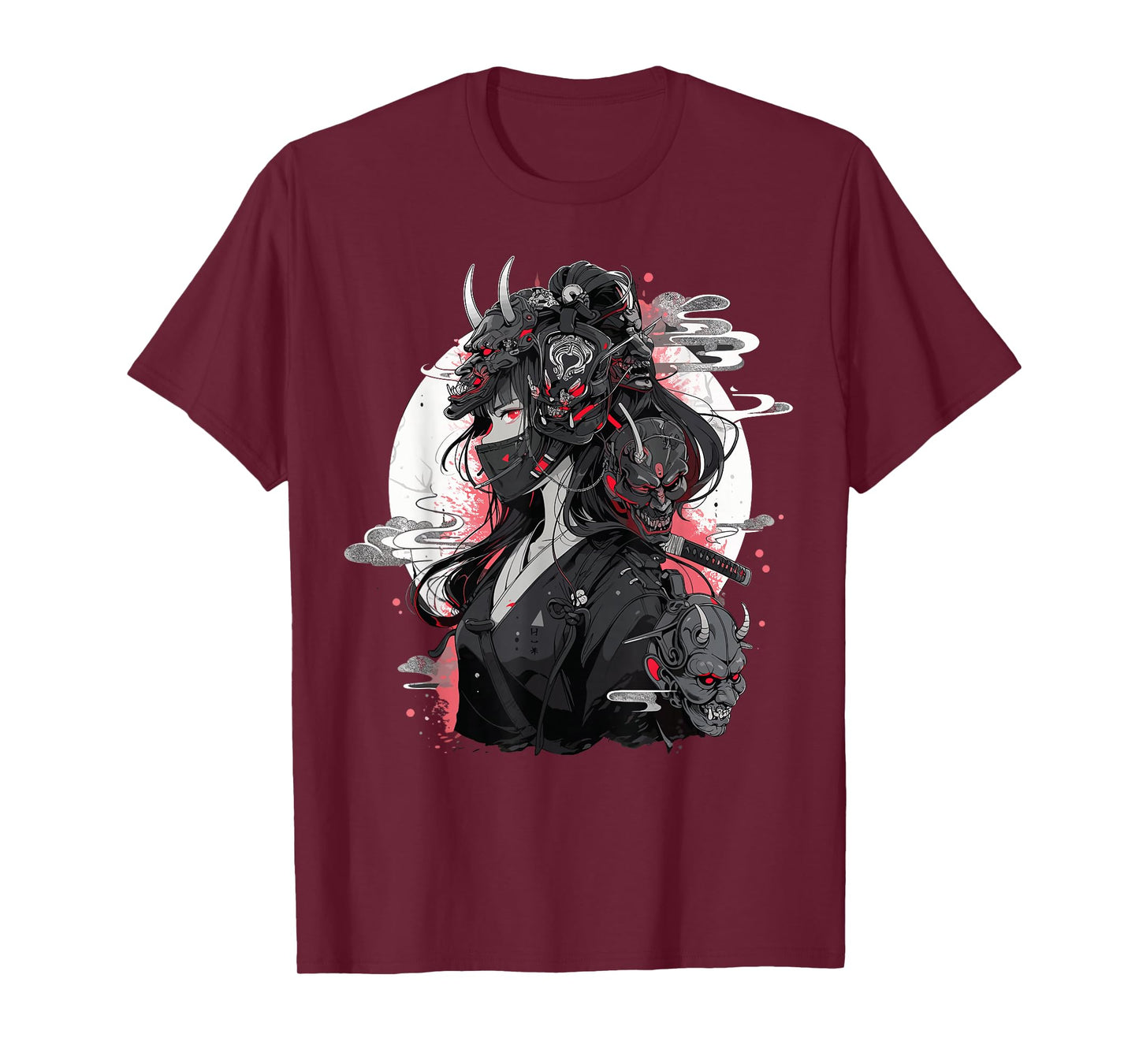 Anime Girl Gothic Waifu Japanese Kawaii Otaku Oni Mask T-Shirt