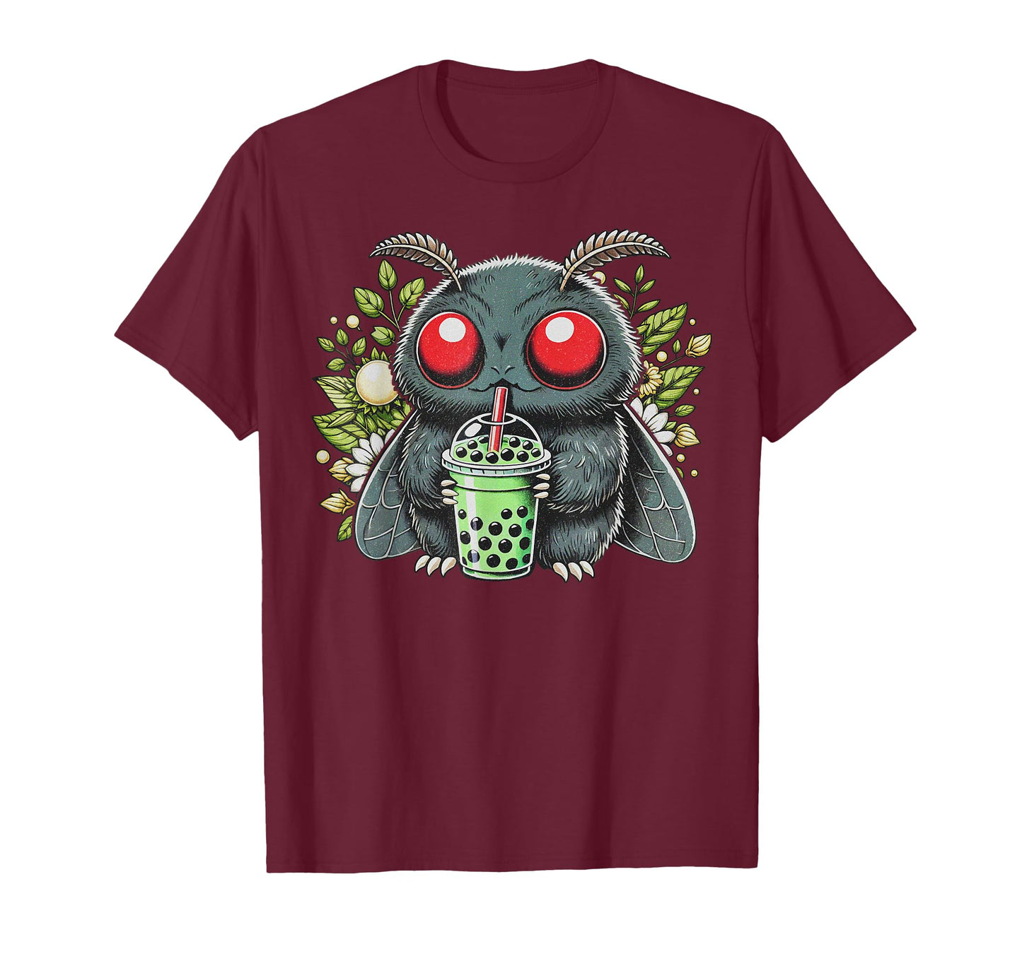Mothman Drinking Bubble Tea Kawaii Boba Tea T-Shirt