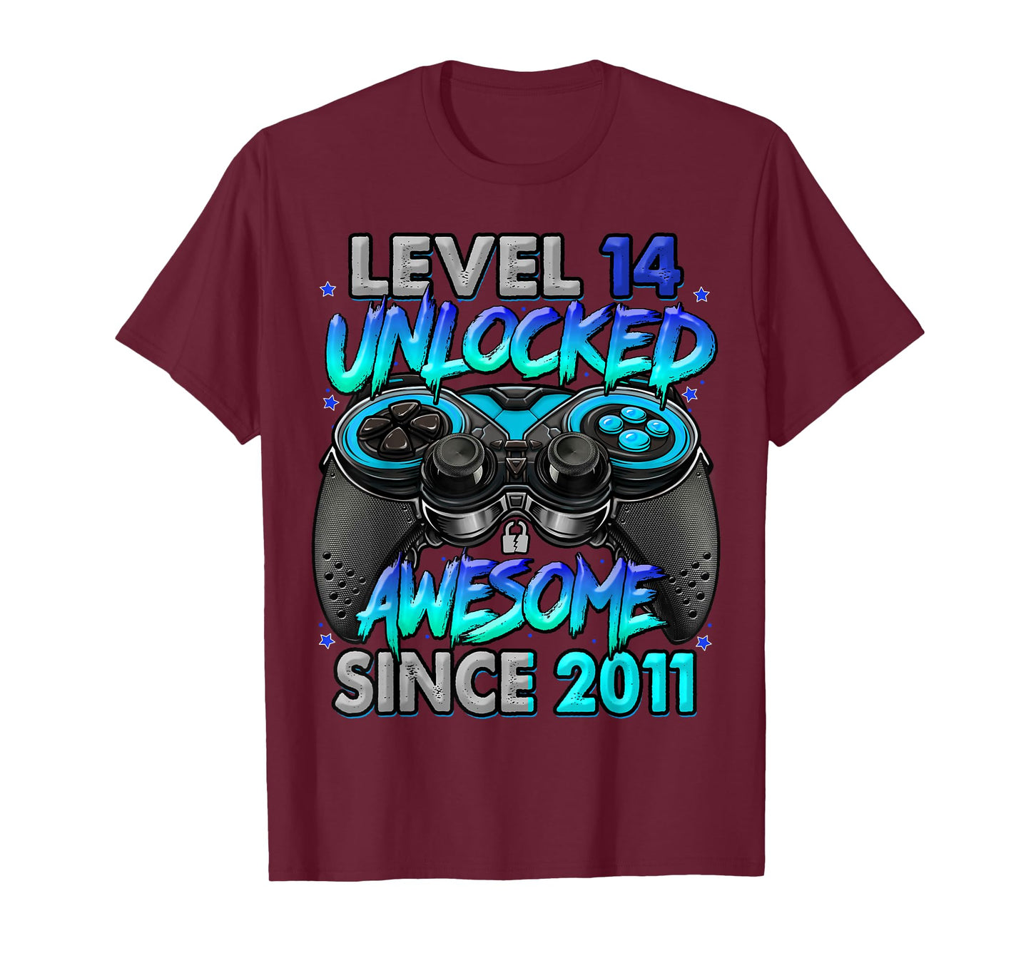 Level 14 Unlocked Awesome Since 2011 14th Birthday Gaming T-Shirt