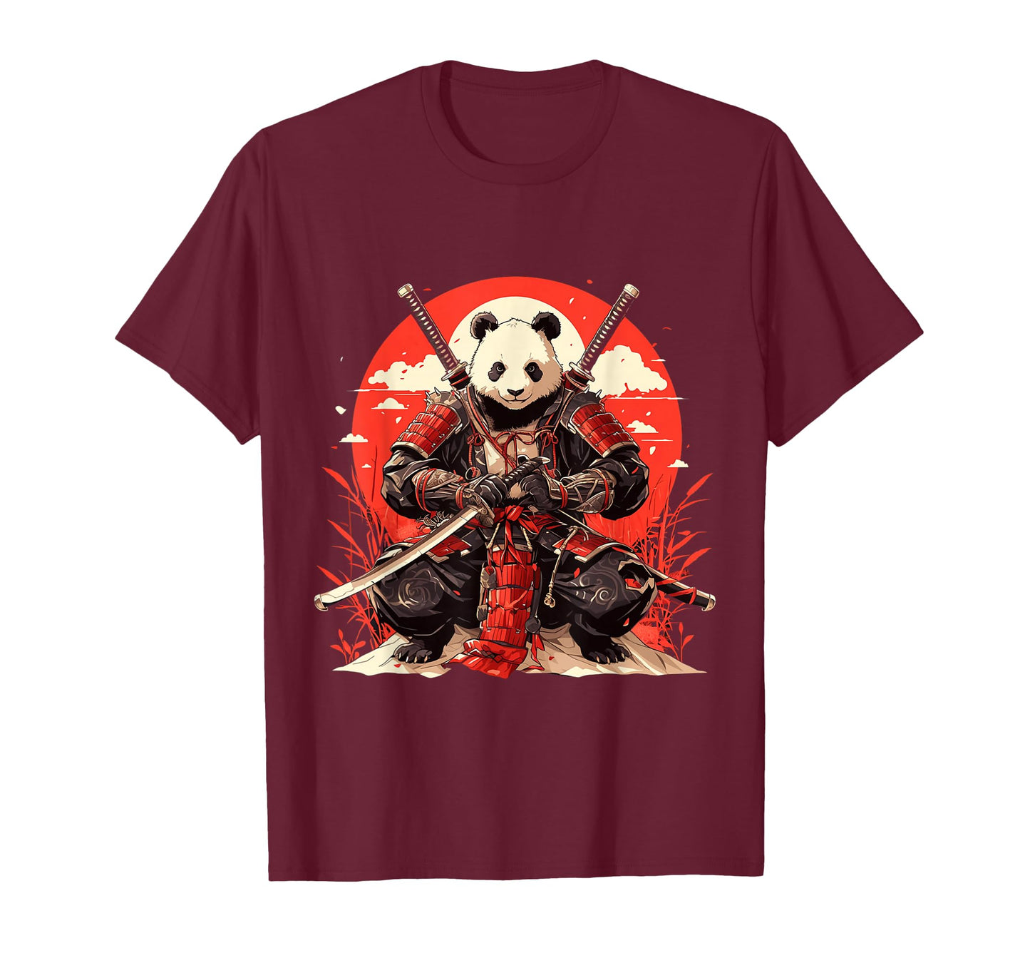 Japanese Art Panda Ninja Ukiyo-e Anime Style Samurai Panda T-Shirt