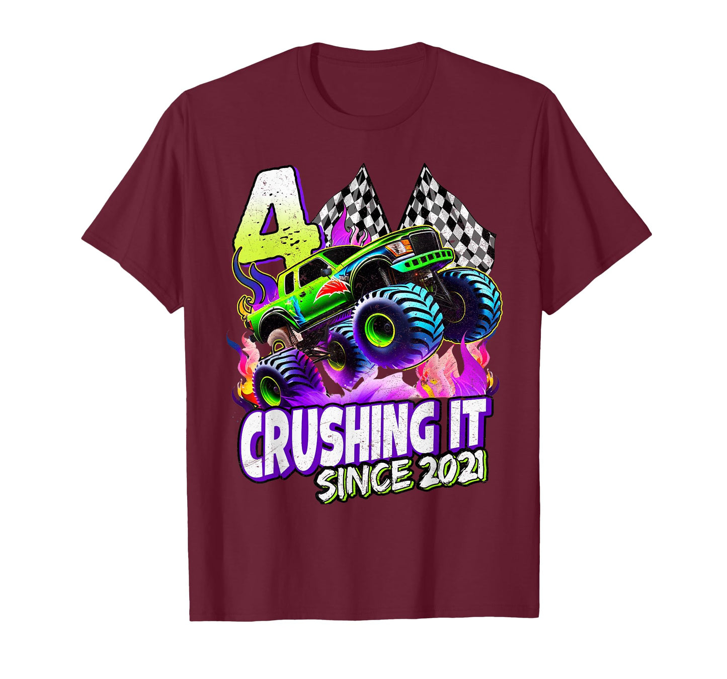 Birthday Boys Monster Truck 4 Year Old 4th Birthday Party T-Shirt