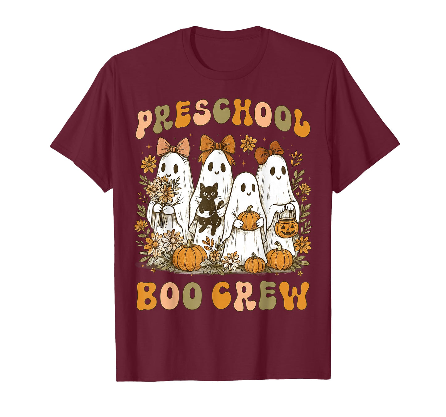 Preschool Boo Crew Halloween Teacher Ghost Costume Matching T-Shirt