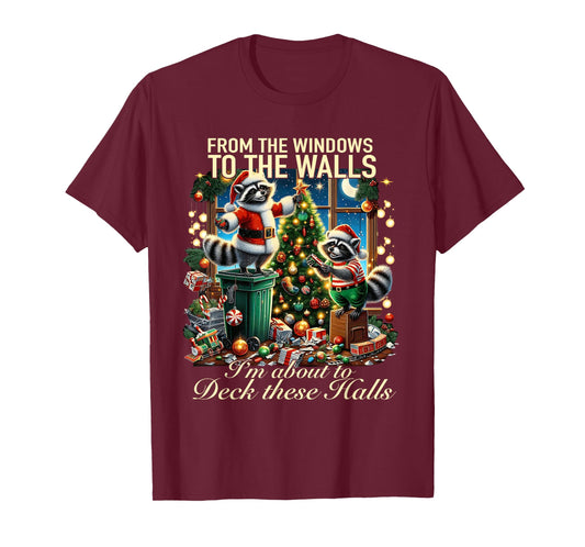 from The Windows to Walls Deck These Halls Raccoon T-Shirt