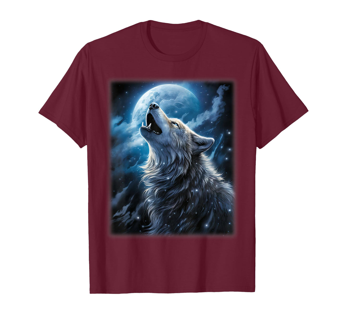 Wolf howling at the Moon Fantasy Art Wildlife T-Shirt