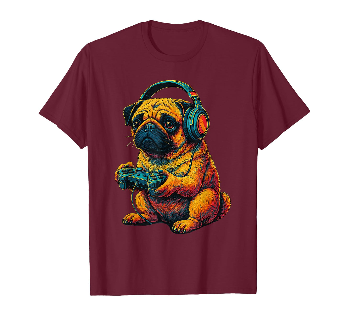 Dog Pug Funny Video Games Gamer T-Shirt