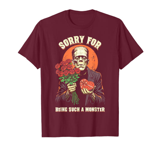 Funny Frankenstein Sorry Monster Roses Chocolate Halloween T-Shirt