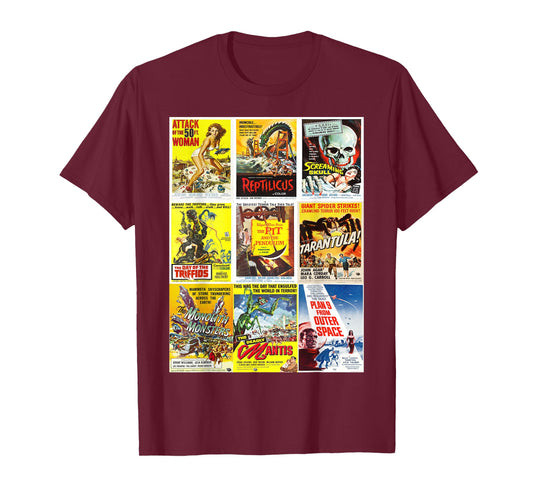 B Movie Poster Collection, Classic Sci-Fi Horror Monsters T-Shirt