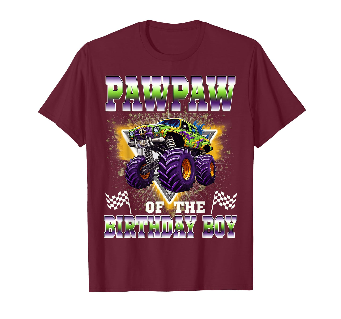 Pawpaw of The Birthday Boy Monster Truck Birthday Family T-Shirt