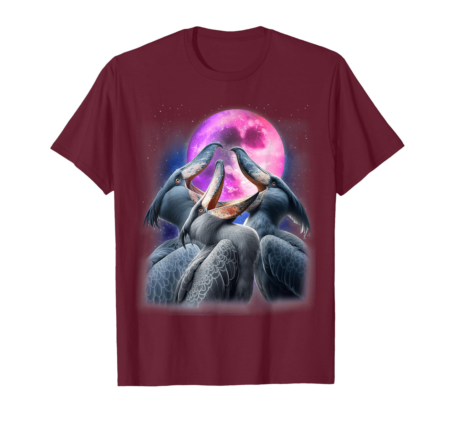 3 Shoebill Stork Howling At The Moon Funny Shoebill Bird T-Shirt