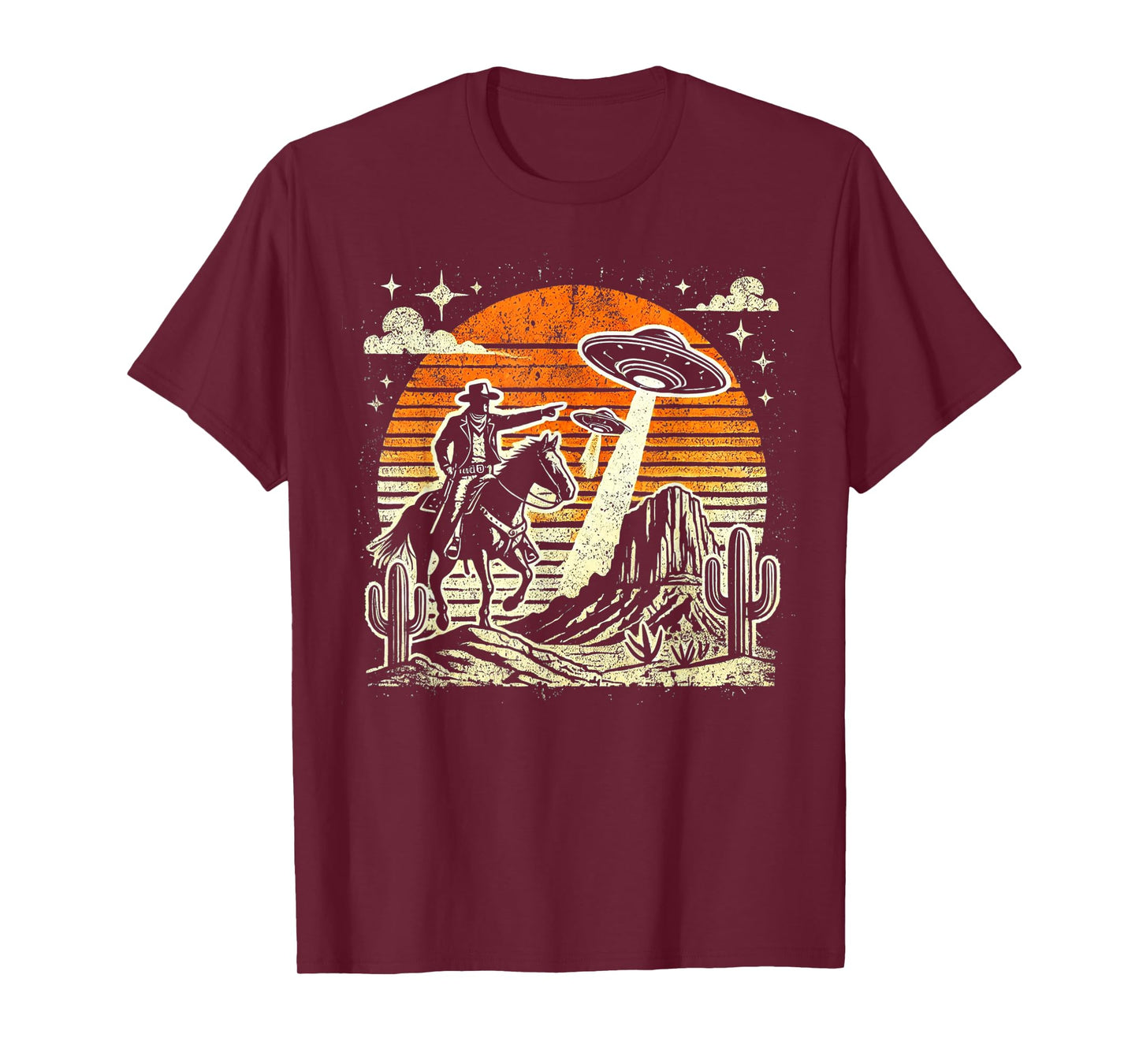 Vintage Funny 90s Western Cowboy Ufo T-Shirt