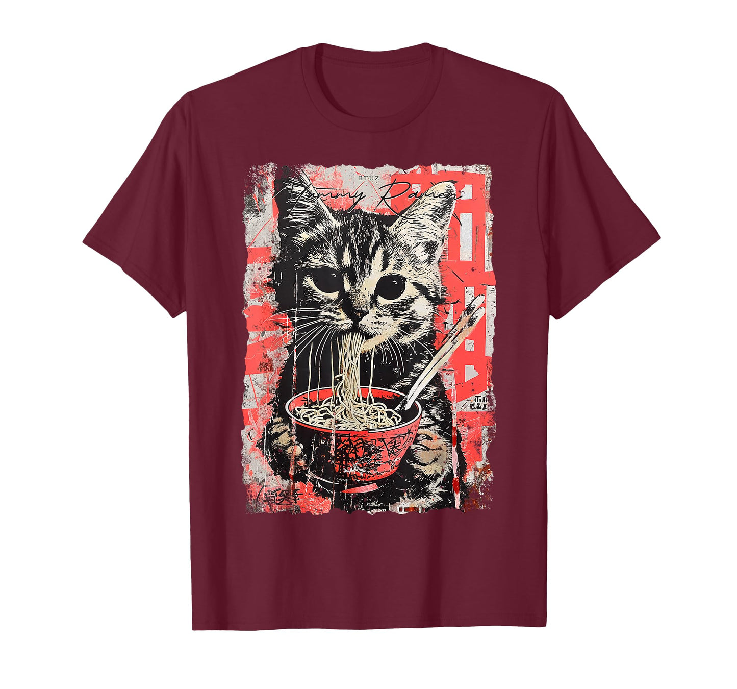 Ramen Noodles Cat Japan Y2K Kawaii Retro Cats Manga Anime T-Shirt