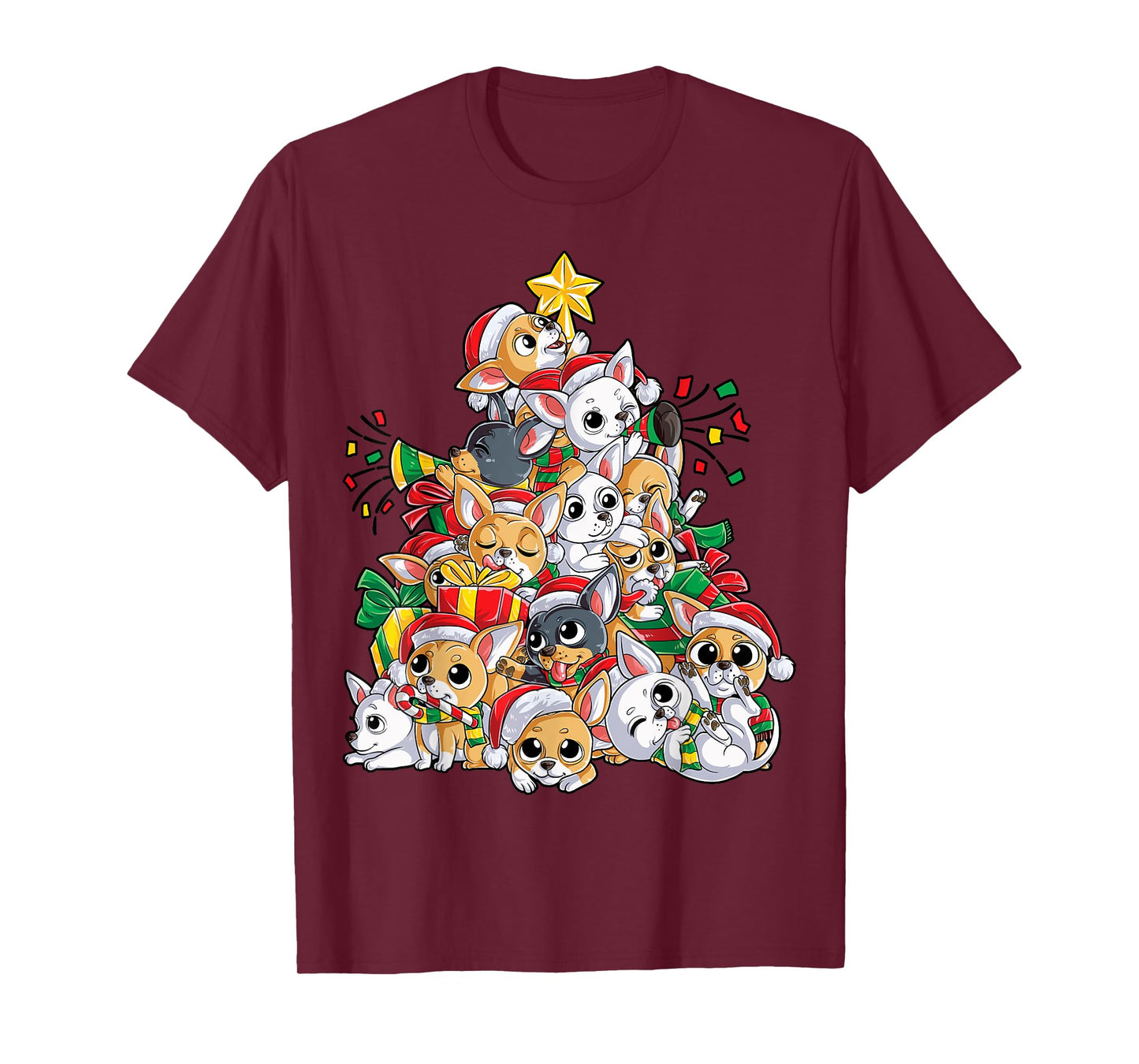 Chihuahua Christmas Tree Dog Santa Xmas Boys Girls Dogmas T-Shirt