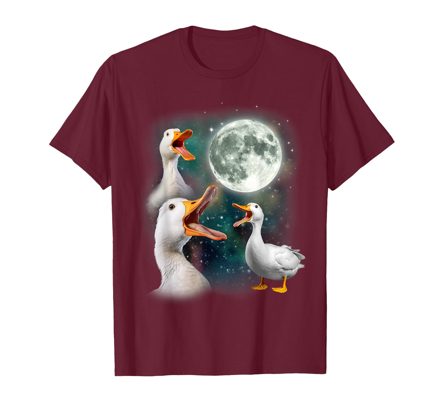 3 Ducks Howl At Moon | Funny Weird Cursed Pekin Duck Lover T-Shirt