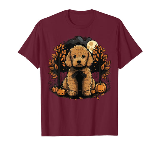 Pumpkin Golden Doodle costume on Goldendoodle Halloween T-Shirt
