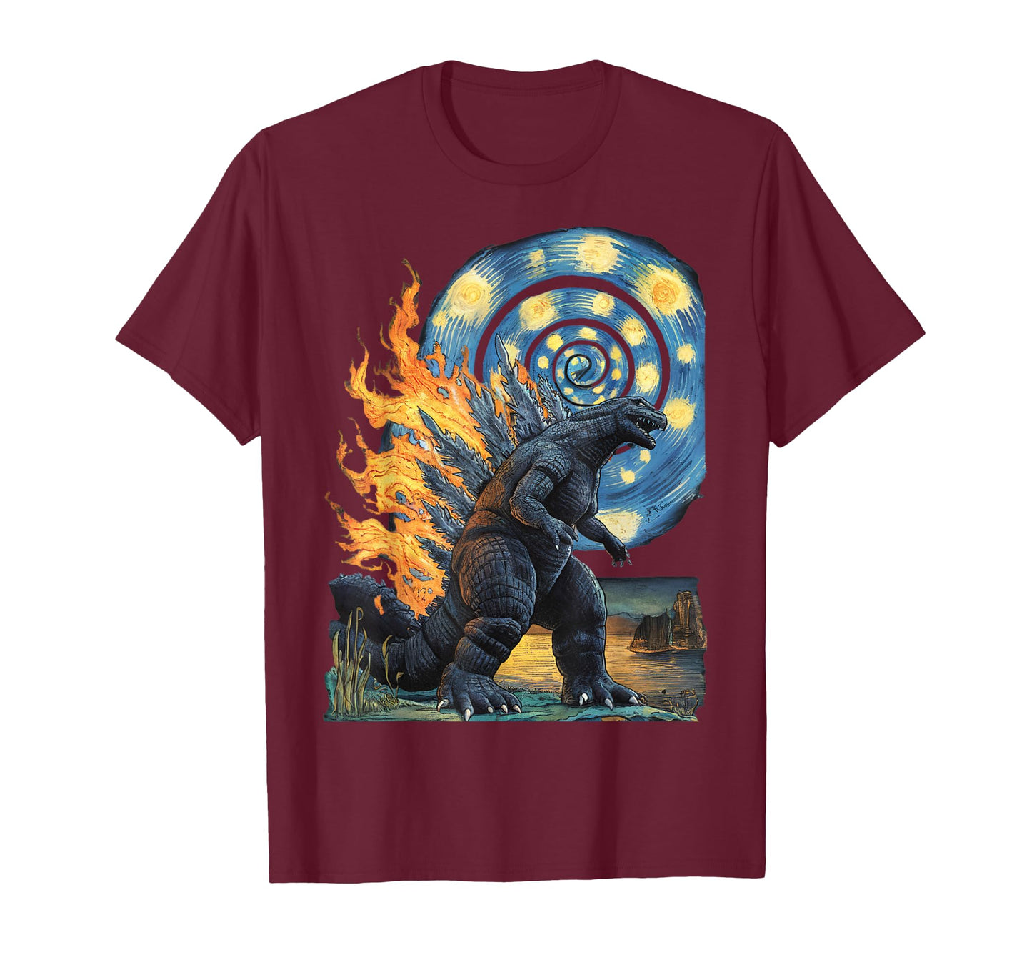 Kaiju Starry Night Japanese Art Anime Van Gogh Funny Gifts T-Shirt