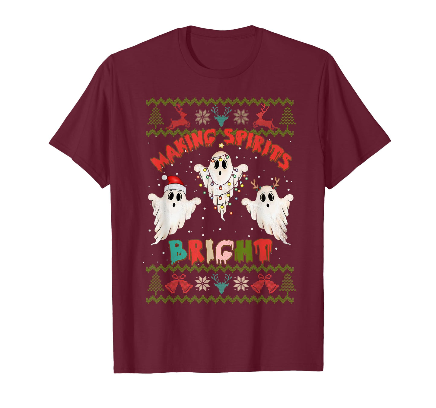Making Spirits Bright Spooky Ugly Christmas Sweater T-Shirt