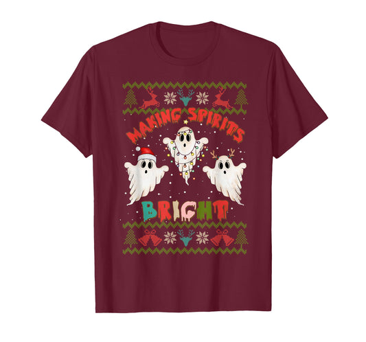 Making Spirits Bright Spooky Ugly Christmas Sweater T-Shirt