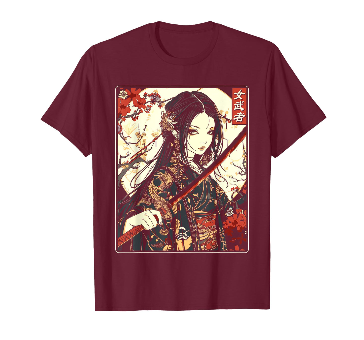 Japanese Gothic Samurai Art Woman With Katana Sword T-Shirt