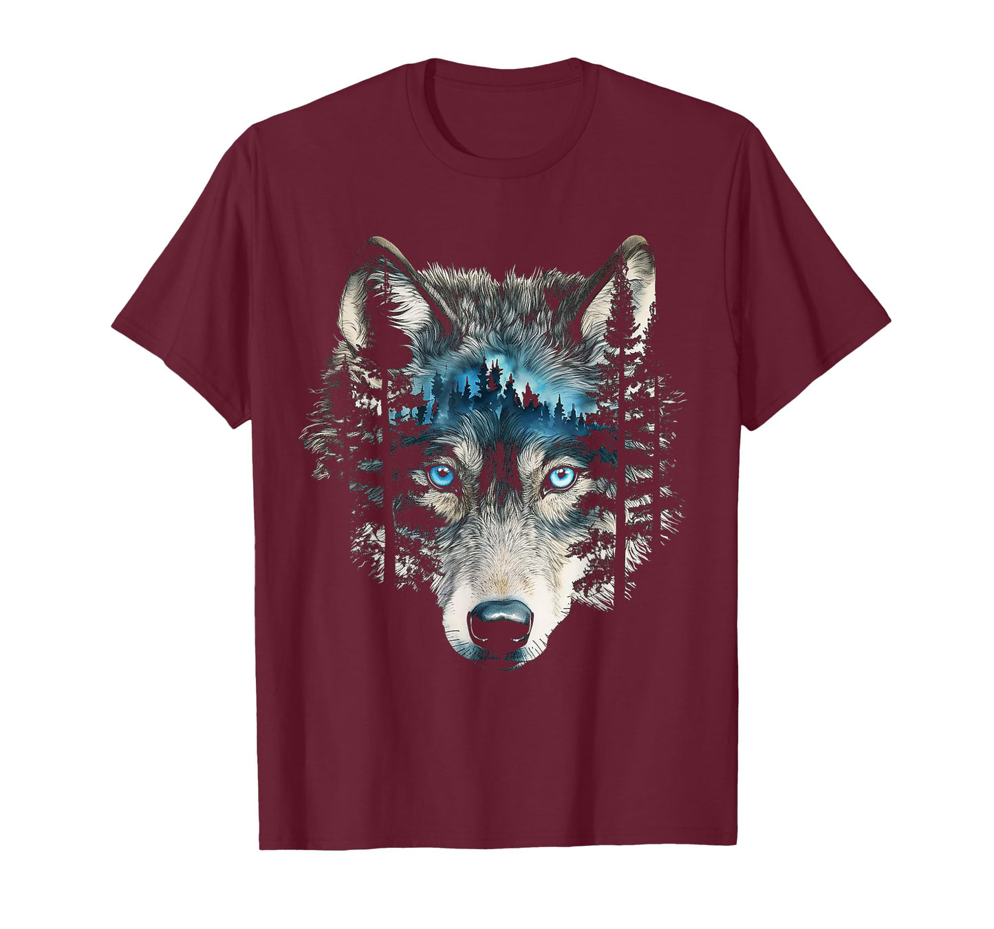 Wolf Nature Abstract Animal Art Blue Eyes Graphic Wolf T-Shirt