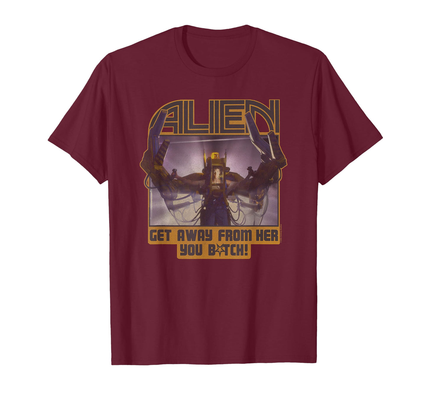 Aliens Get Away From Her You B-tch! Big Chest Retro Poster T-Shirt