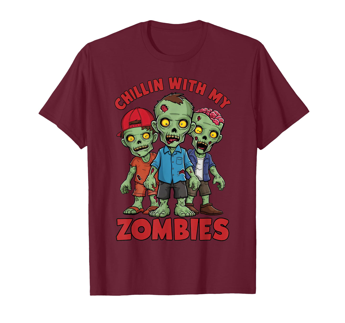 Chillin With My Zombies Halloween Boys Kids Funny T-Shirt
