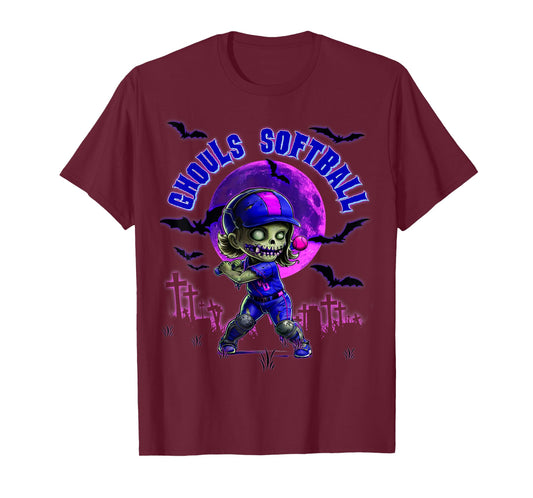 Halloween Softball for Girls Creepy Spooky Zombie Batter T-Shirt