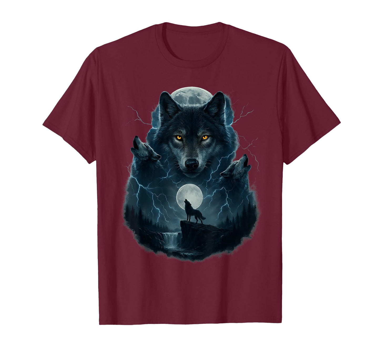 Wolf Howling at Moon Funny Graphic Tees Men Wolves T-Shirt