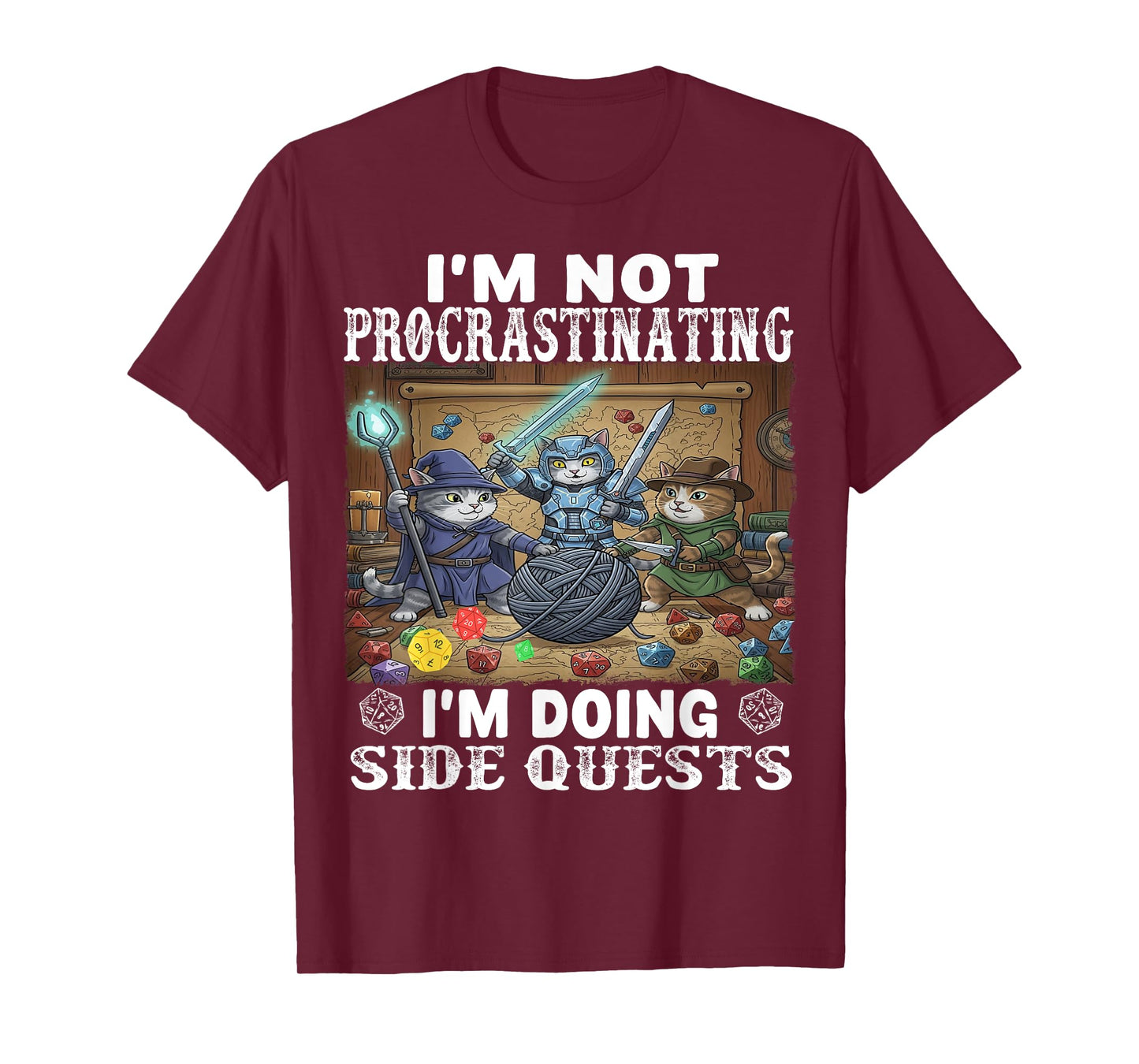 Cats I'm Not Procrastinating I'm Doing Side Quests Tabletop T-Shirt