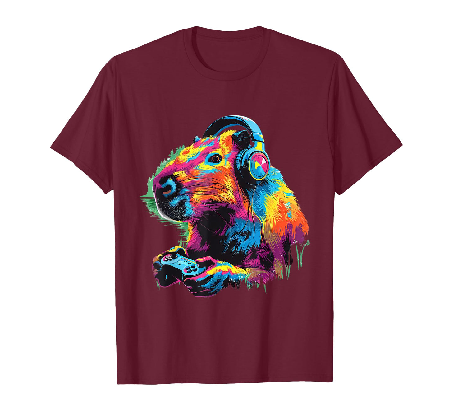 Colorful Capybara Funny Gamer Capybara Playing Video Games T-Shirt
