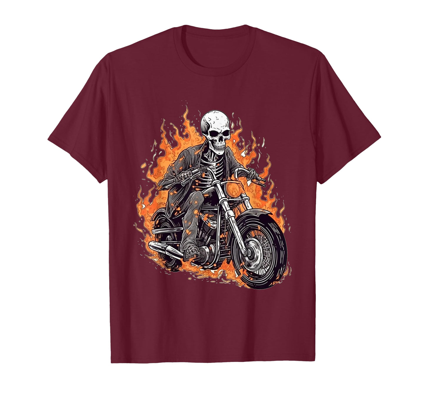 Skeleton Riding Motorcycle Halloween Costume Biker Men Boys T-Shirt