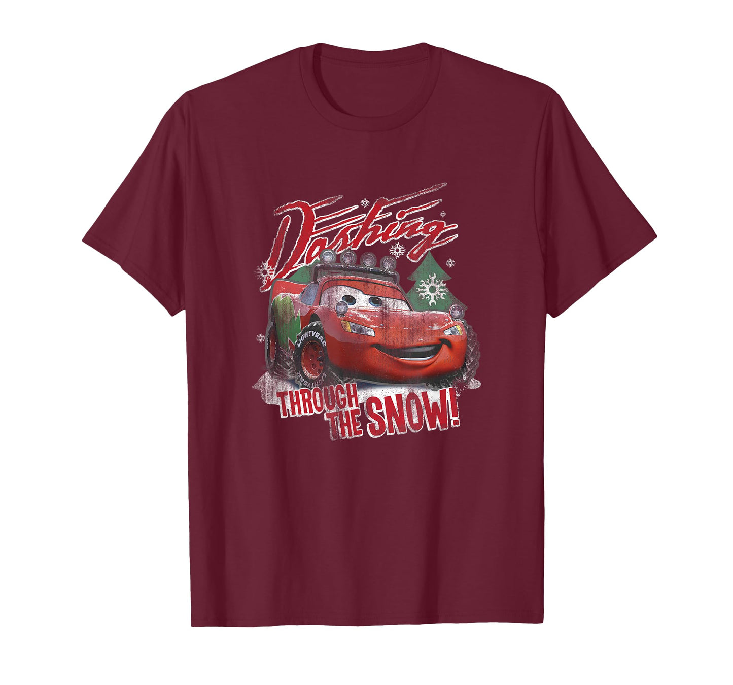 Disney Pixar Cars Christmas Dashing Through The Snow Faded T-Shirt