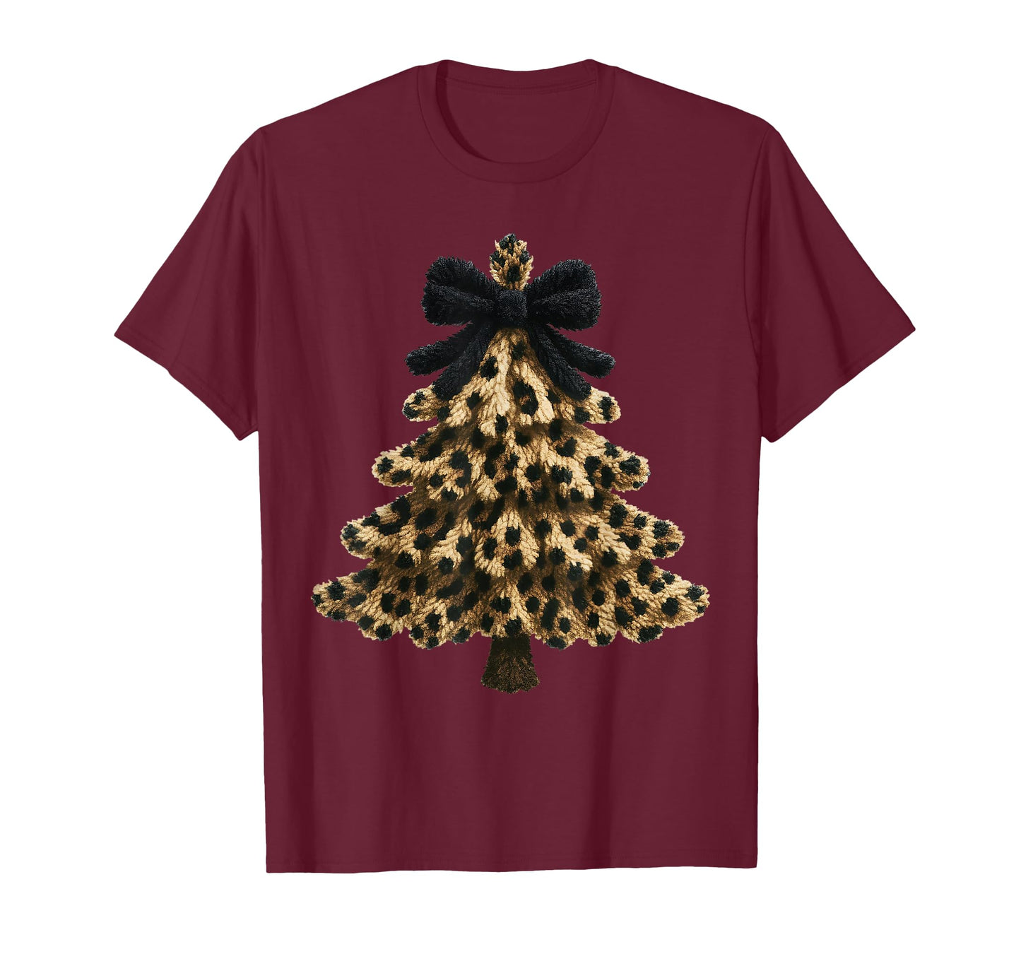 Women Coquette Bow Leopard Christmas Tree Xmas Holiday Kids T-Shirt