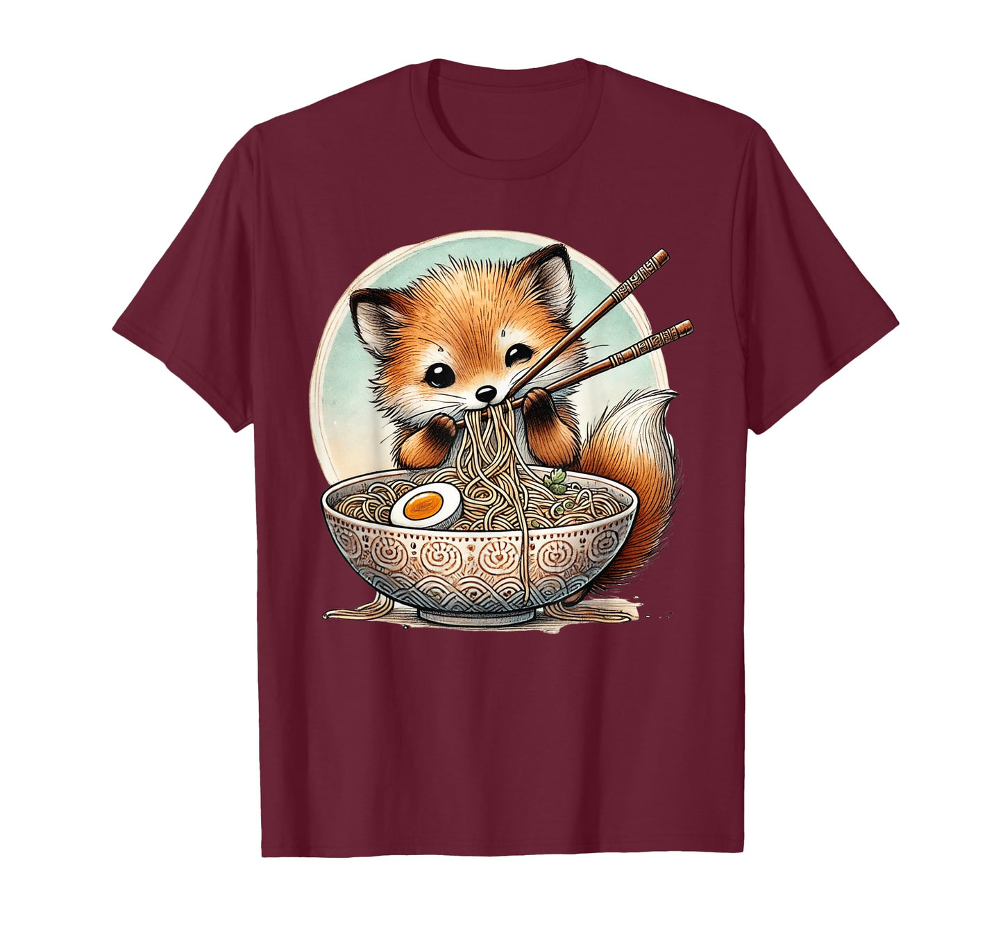Japanese Art Wildlife Noodle Lover Cute Fox Ramen T-Shirt