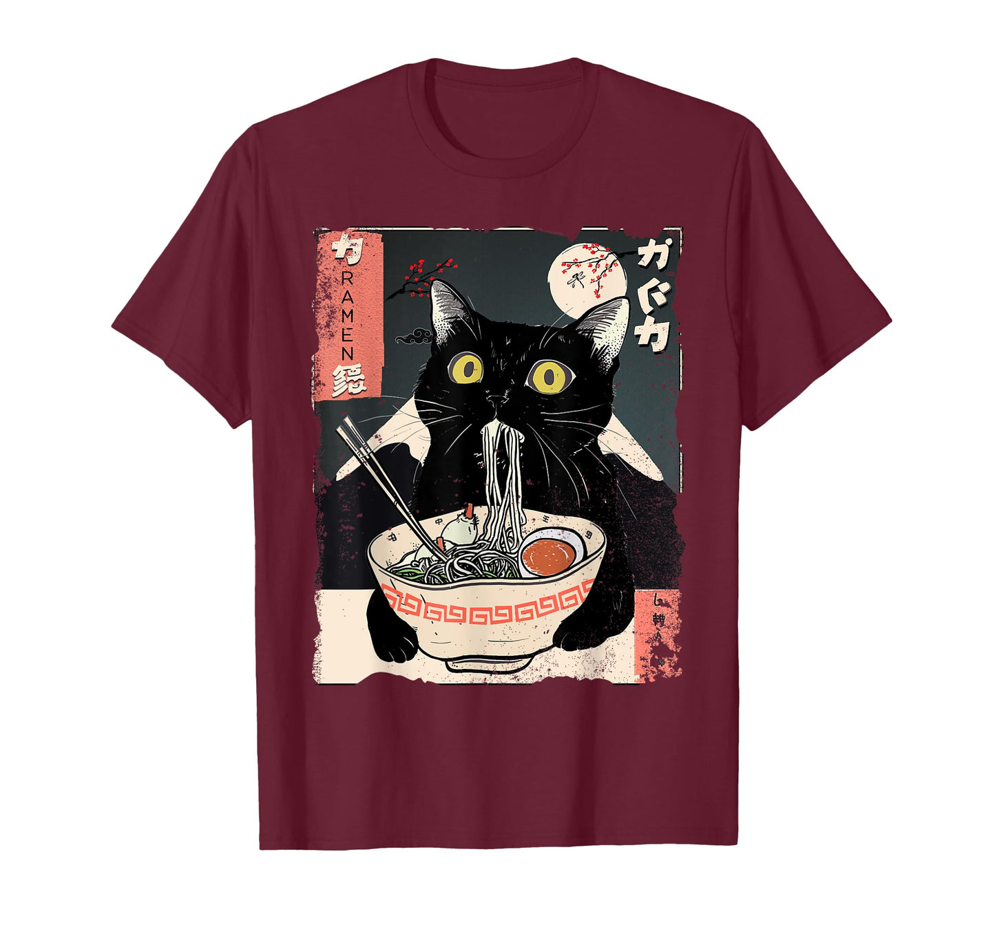 Kawaii Cat Eating Ramen Noodles Funny Anime Gift Girls Teens T-Shirt
