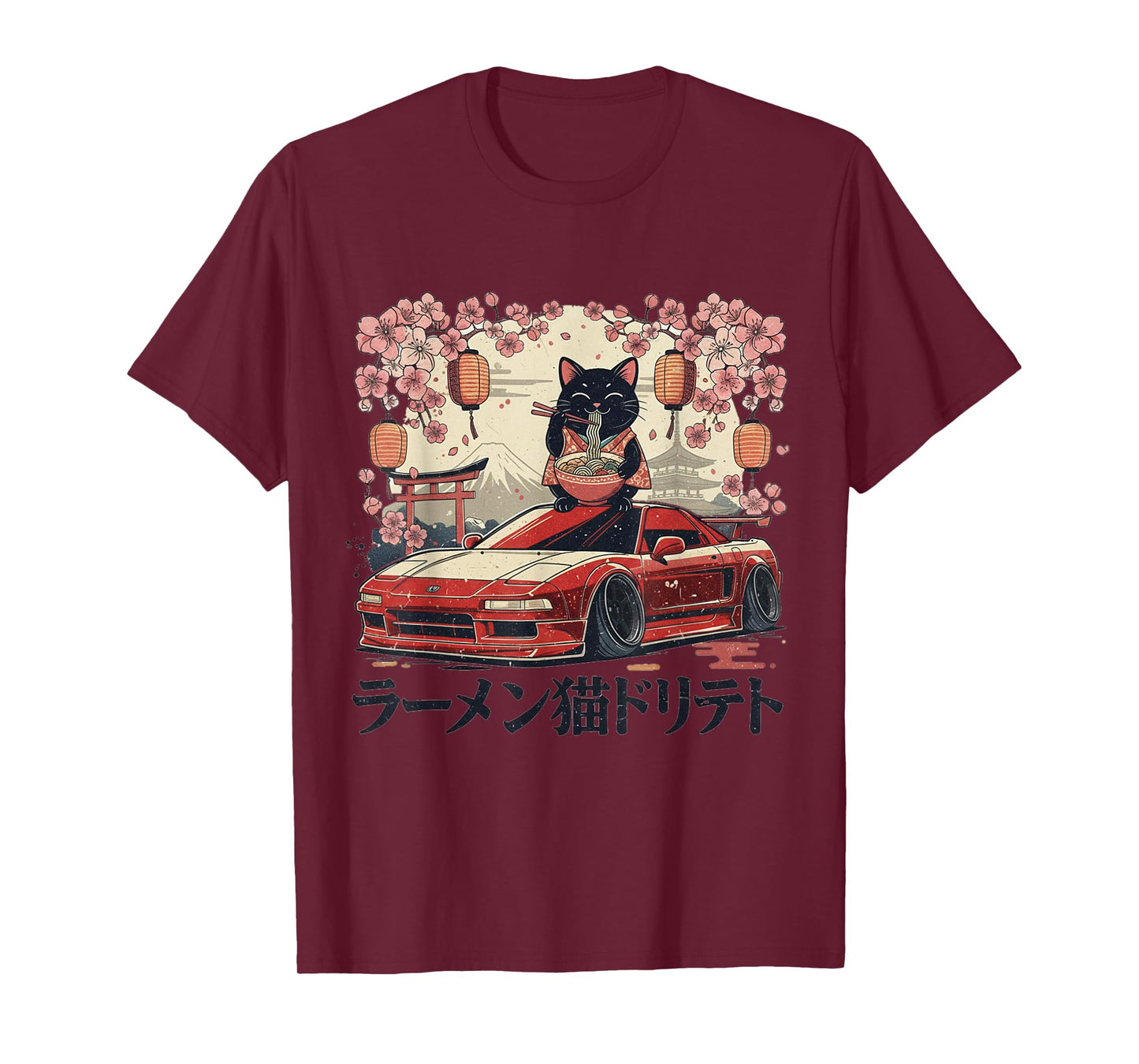 JDM Sports Car Anime Cat T-Shirt