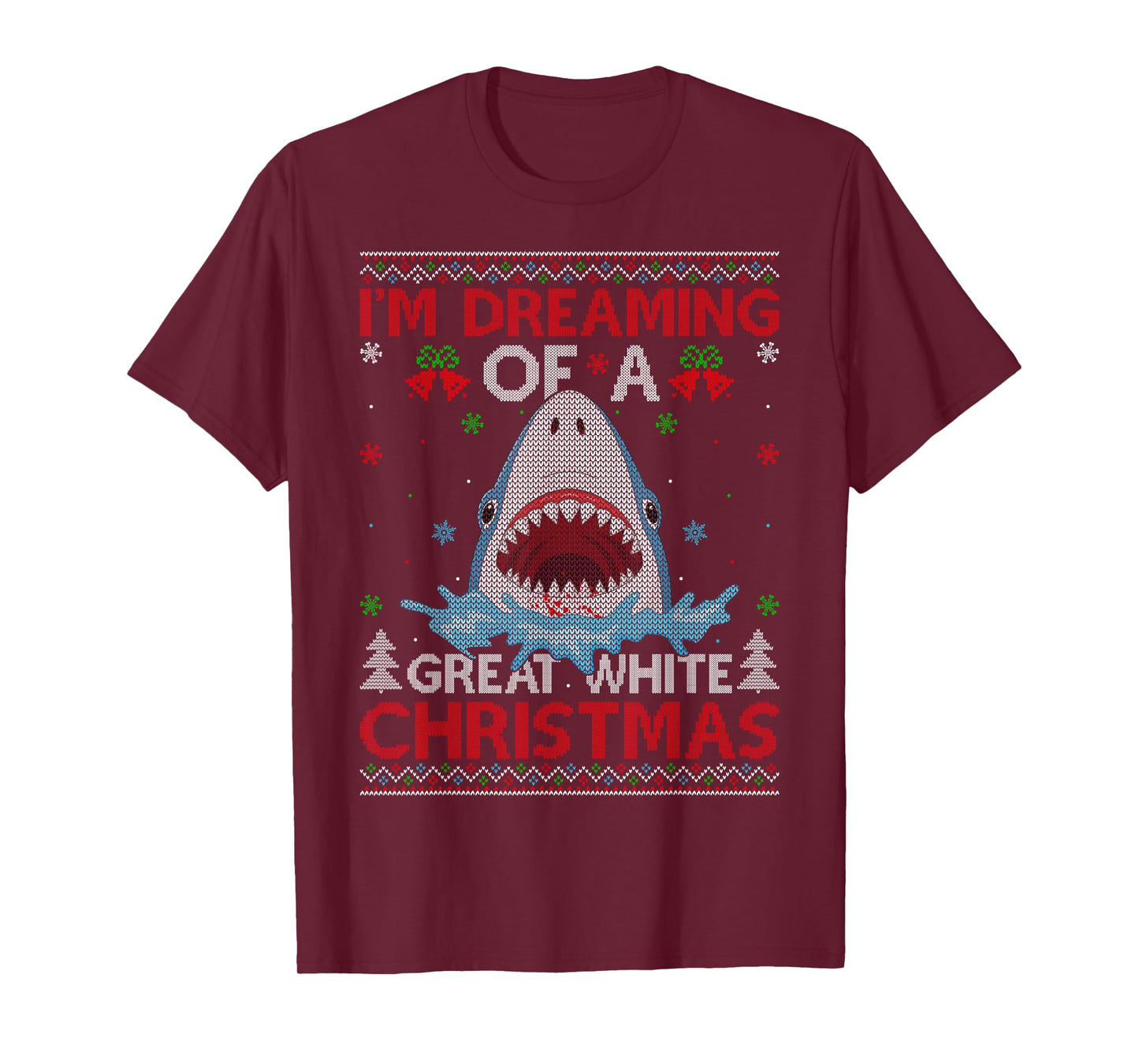 Great White Shark Ugly Xmas Sweater Shark Fishing Christmas T-Shirt