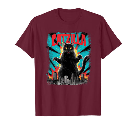 Catzilla Funny Cat Graphic Japanese Cityscape T-Shirt